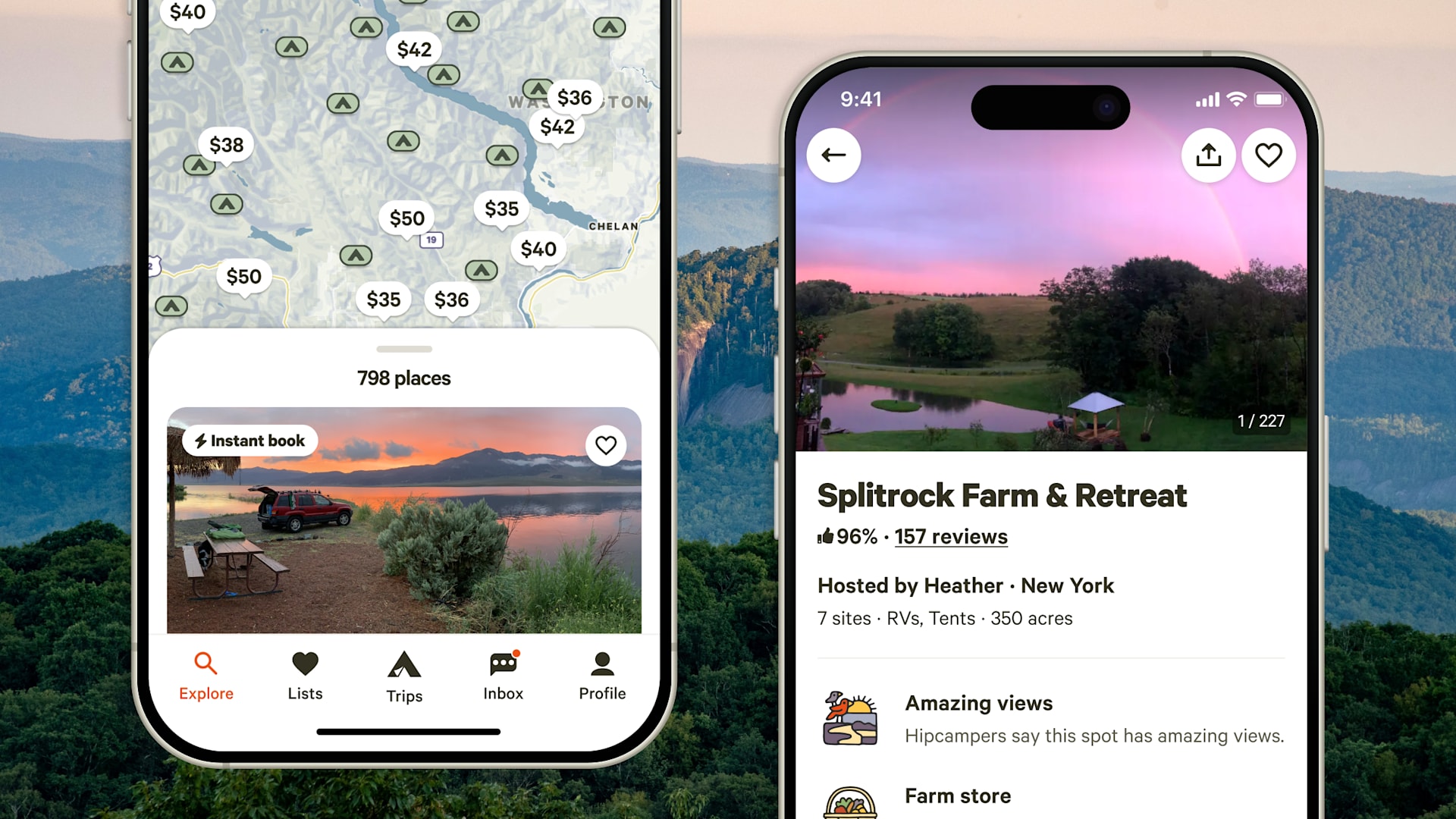 Hipcamp listing page