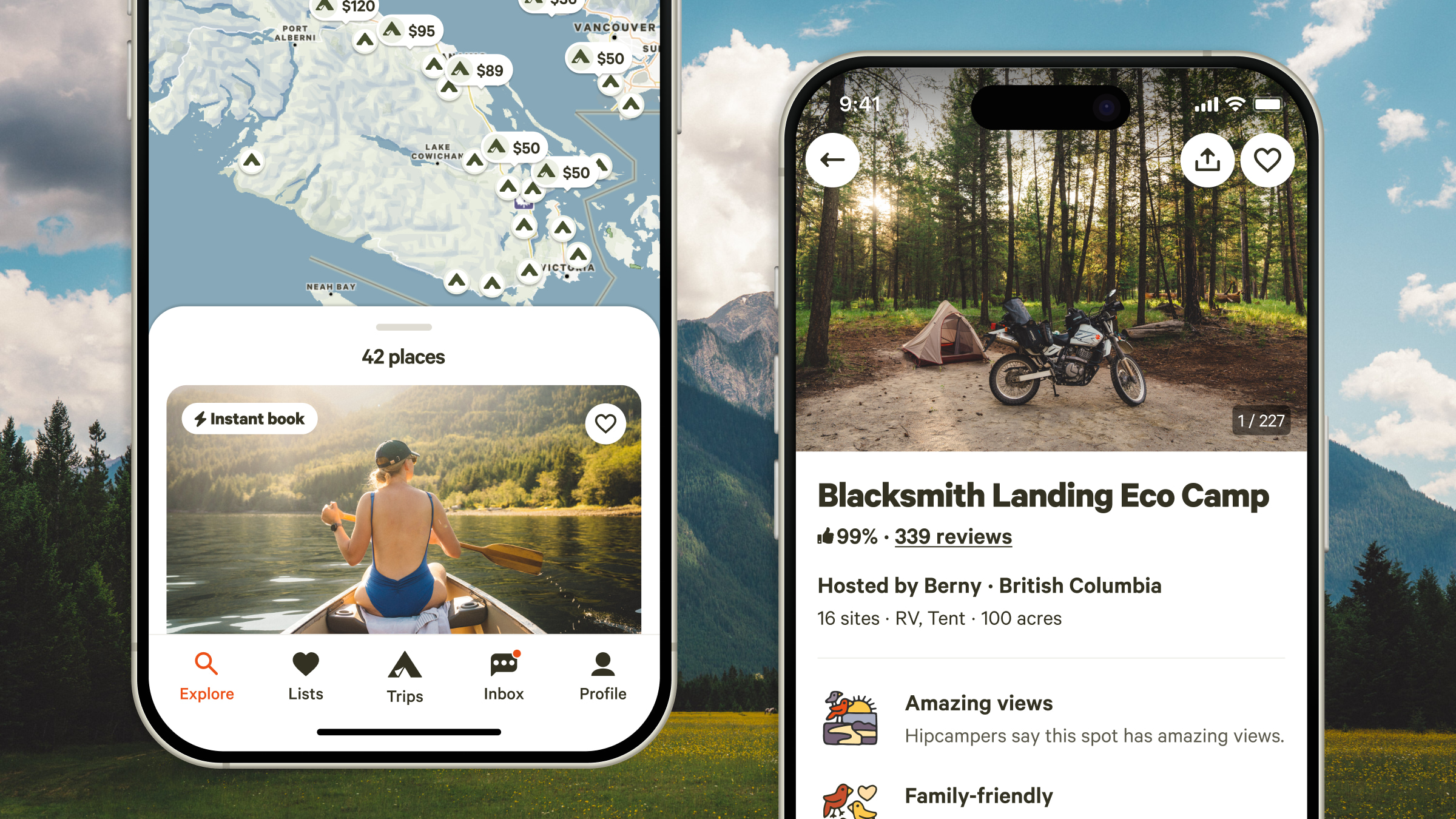 Hipcamp listing page