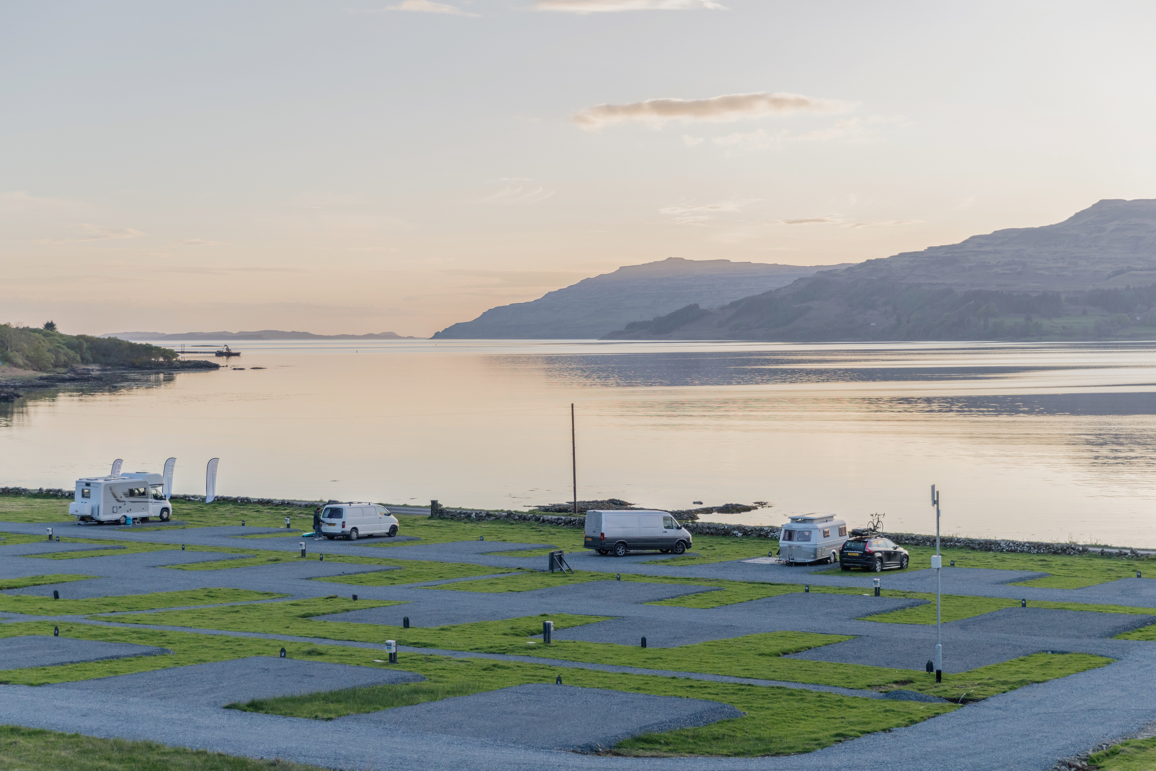 A motorhome site on the Isle of Mull, Scotland