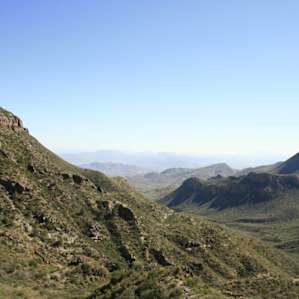 View from Emory Peak. Chisos Basin campground can be seen in the bottom right of the photo.