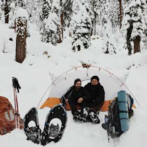 The long hike in through two feet of powder was exhausting, but worth it.
