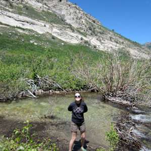 Taking a cool dip in the creek along the hiking trail