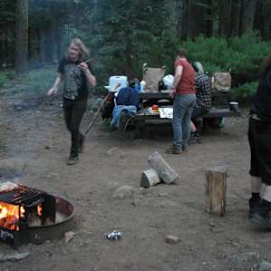 Table, fire pit, bear box.