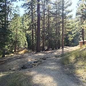 View of the entrance to the campsite and the restrooms if you are coming from the direction of Buckhorn Campground