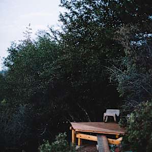 Wooden platform nestled on the hill. Home for the night :)