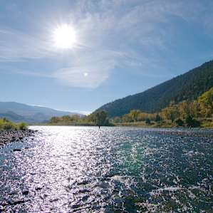 Fishing two minutes from the campground.
