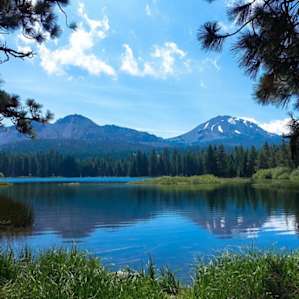 View of Mount Lassen when hiking around Manzanita Lake