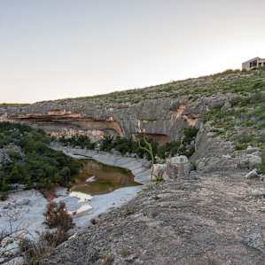 Javelinas below, Visitors Center above