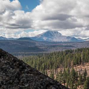View of Mount Lassen while hiking up Cinder Cone
