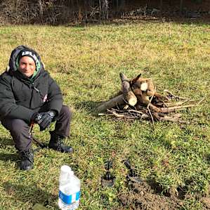 Finding wood for a controlled fire took no time.