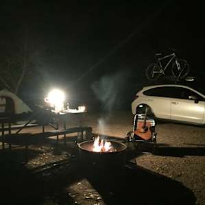 Sweet spot right in the middle of the campsite on the riverbank!