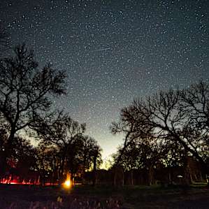 Walk-in camping area at night