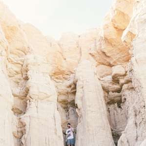 Exploring in the caves at Ricardo Campground