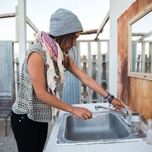 Love brushing my teeth outside with running water!