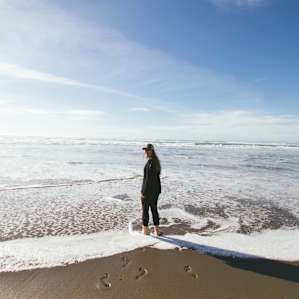 The beach is less than a mile walk from the campsite