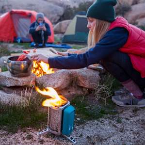 Prepping some fireside dinner.