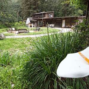 The back patio has everything from a bonfire and wood fired pizza oven, to a swimming pool and hot tub.