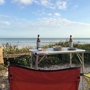 Tacos and beer from the campsite