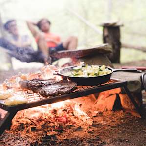 A dinner fit for kings and queens on the fire.