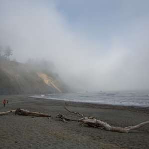 The beach is often foggy.