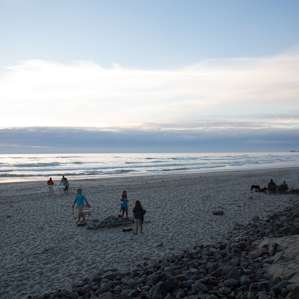 Beach is busy at campground access.