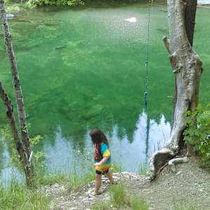 Rope swing and cool clear water.