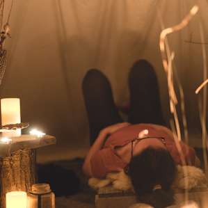 Anna fell asleep in the warmth of the tipi :)