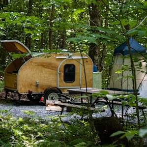 Sweet camp set-up in the woods.