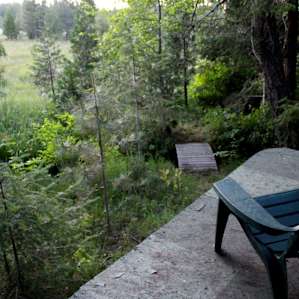 Lots of spots for reading and relaxing around the property and cute bridges leading out into the meadow.