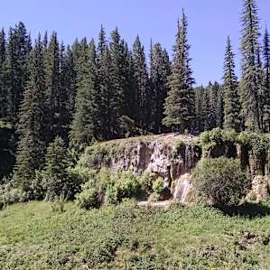 View of the area from the road, hike up above the waterfall for the best spots!