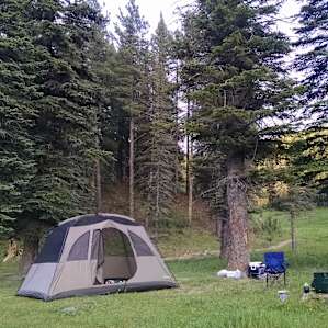 This is our setup, we camped along the creek.