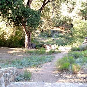 Stone stairs leading to campsites 19-22. To use these sites, you must carry your equipment from your car to the campsite. Tents only.