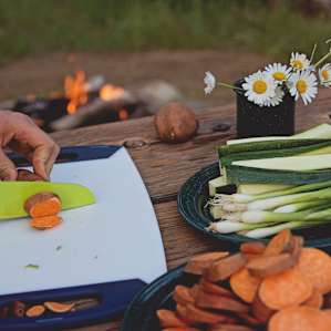 Huge picnic tables at every site - perfect for cooking a delicious camp dinner!