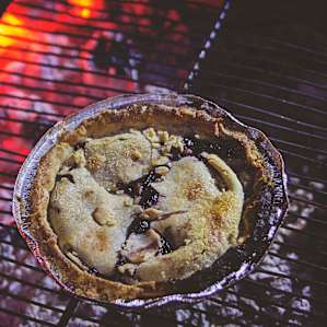 An organic blackberry pie from the farmers market leaving SF will go perfectly with a campfire