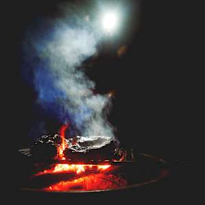Fire rings with cooking grate at every camp site.
