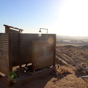 The infamous outdoor shower - eternal font of happiness and relief.