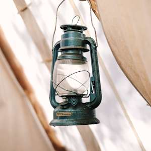 Oil lamp inside the Tee Pee.