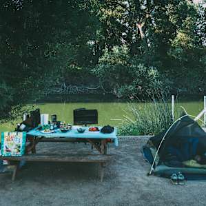 Beautiful campsites next to the river.