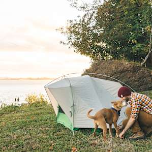 Setting up camp; the work wasn't exactly evenly distributed.