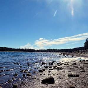 Beautiful lake weather in September.