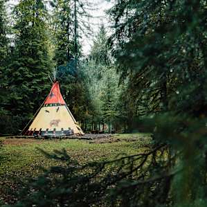 Smoke rising from the tipi