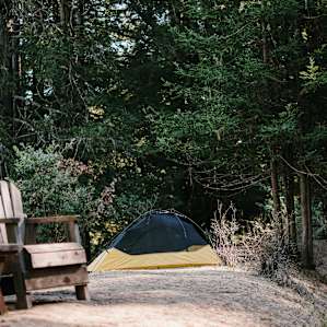 The pond camp also has a few chairs to lounge in.