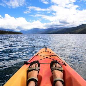 Kayaking on Lake McDonald - rent kayaks from Glacier Outfitters in Apgar Village.