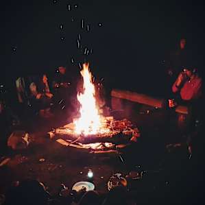 One of the communal fire pits. There's a griddle that you can use for BBQing.