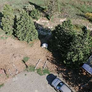 Aerial view of the tent campground.