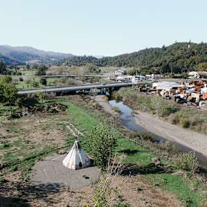 Aerial view of the tee pee area.