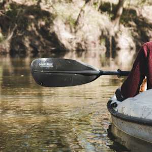Paddling down stream.