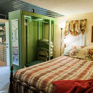Quaint bedroom, with closet space if you need it.