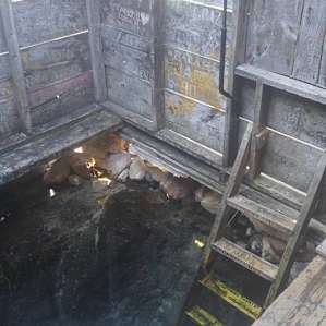 Inside the hot spring shack.