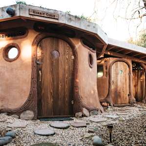 The hobbiton cobin :) All built by Miguel out of adobe bricks.